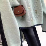 Fongt Sweet Embroidery Flowers Soft Sticky Cardigan Women Autumn And Winter New Loose Temperament Sweater Small Fragrant Wind