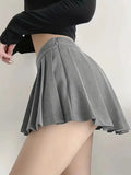 Summer Solid Pleated Mini Skirt, Y2K Cute Skirt For Spring & Summer, Women's Clothing-Outfit