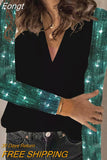 Women Fashion Patchwork Sequins Blouse Shirts 2023 Autumn Casual Long Sleeve Pullover Tops Ladies Elegant Loose Blusa