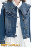 Women Spring Autumn Denim Jackets Basic Coats New Fashion Female Long Sleeve Solid Casual Outerwear Lapel