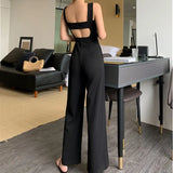 SummerJumpsuit Black High Quality Jumpsuit Womens Sexy backless Jumpsuits Rompers Casual Overalls Strap Solid