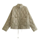 Fongt Solid Color Collar Zipper Large Pocket With Long-Sleeved Cotton Coat Water-Washed Cotton Clothes