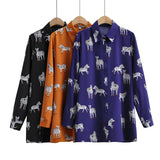 Fongt Women's New Long-Sleeved Animal Zebra-Print Shirt 21006