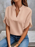 Fongt Women's Summer Casual Pure Color V-Neck Loose Shirt Top Woman