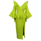 Fongt Evening Dress Party Horn Sleeve Dress Evening Dress