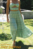 Off The Shoulder Long Dress Two Pieces Sets Women Summer Sexy Sundress Beach Bohemian Floral Holidy Maxi Dresses