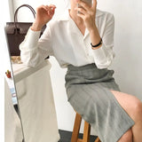 Vintage Solid White Chiffon Blouse Tops Spring Cardigan Women Blouses Long Sleeve Women Shirts Clothes Blusas Mujer 9379