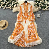 Fongt Folded Dress Women 2025 Spring Dress High Fashion High Fashion High-Grade High-Rise Thin Print Embossed Skirt