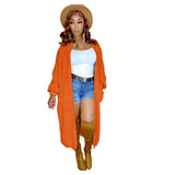 Fongt New Women's Pure Color Casual Sweater Cardigan Long Coat-Outfit