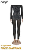 Beautiful Black Mesh Iridescent Rhinestones Romper Women Jumpsuits Sparkle Sheer Mesh Patchwork Sequin Romper Club