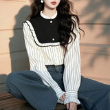 Fongt Spring Han Han Super Beautiful Beautiful Black And White Striped Shirt Female Design Sense Light Luxury To Reduce The Age Of The Gas Blouse