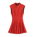 Fongt New Women's Collection Wave Wide Swing Mini Sleeveless Dress