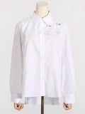 Fongt Light Luxury 2025 Spring New Fashion Loose Temperament Three-Dimensional Flower Decoration Shirt Top