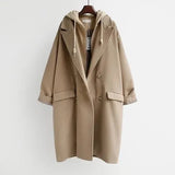 Solid Woolen Hooded Windbreaker Women's Mid-length Winter Korean Version Large Size Coat High-quality Tops Female TH1052-Outfit