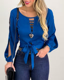 Casual Hollow Out Long Sleeve