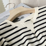 New Short-Sleeved Cotton Striped Simple Wind Dress In Summer-Outfit