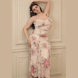 Fongt 2025 New Women's Dress French Temperament Lotus Leaf Crums Hanging Skirt Design Waist Irregular Dress