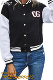 Harajuku Oversized Varsity Jacket Baseball Women Patchwork Autumn Winter Letter Print Long Sleeve Khaki Oversized Coat