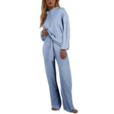 Knitted Sweat Suits Women Matching Sets Long Sleeve Hoodie+wide-legged Pants Loungewear Sweater Set Two Piece