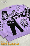 Sweater Cute Pullover Women's Autumn/Winter Knitwear Harajuku Anime Pattern Extra Large Sweater Street Style Couple