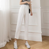 Women 4 Colors Ankle-Length Trousers Elegant Solid Daily Minimalist Newest Harajuku All-match Ulzzang Students Cozy