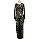 Fongt Women's Clothing Hollow Lace Pattern Perspective Long Dress In Autumn 2025