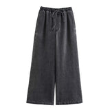 Fongt Street Fashion Straight Trousers Set Women's Spring Top Denim Casual Dress