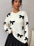 Fongt Autumn And Winter Sweater Women's Round Collar Bow Tie Knitting Knitting Factory