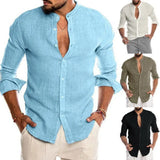 Fongt Explosion Autumn/Winter V-Neck Linen New Cardigan Long-Sleeved Men's