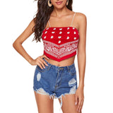 Women's Sexy Cami Tank Top, Casual Paisley Print Sleeveless Backless Bandana