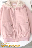 And Winter Plus Velvet Liner Candy-colored Tooling Women's Loose Coat Collar Wool Collar Imitation Lamb Student
