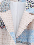 Fongt Women's Collar Print Quilt Cotton Long Coat 5796