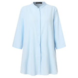 ZANZEA Women Elegant 3/4 Sleeve Buttons Down Shirt Casual Summer Thin Blouse Work Blusas Female Solid Loose Tops