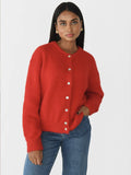 Fongt White With Soft Knitted Cardigan Female Retro Buckle Gray Wool Sweater Coat In Wind