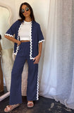 Fongt Spring And Summer New Comfortable Casual Single Breasted Lace Splicing Trousers Shirt Coat 88231-Outfit