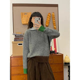 Fongt Collar Soft-Creating Knitted Sweater Women's 2025 Autumn And Winter Korean Design Knitted Top Sweater