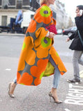 Fongt Spring And Autumn Wishebay Long Horn Sleeve Coat Print Loose Wind Coat