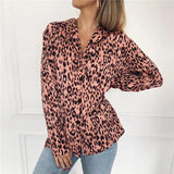 Blouses Shirts Sexy V-neck Long Sleeve Chiffon Blouse Leopard Print Shirt Casual Tops Work Wear Blusas Mujer De Moda