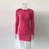 Ribbed Tops And Skirts Sets Autumn Two Pieces Sexy Zipper Full Sleeve White Matching