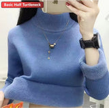 Winter Sweater Women Elegant Thicken Velvet Lined Warm Sueter Knitted Pullover Slim Tops Jersey Knitwear Jumper