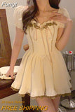 Bow Vintage Kawaii Dress Women Lace Designer Party Mini Dress Female Casual Korean Fashion Y2k Lolita Retro Dress
