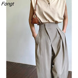 Wide Leg Women's Pantsuit Baggy Classic Pants Vintage Palazzo Office Elegant Casual Trouser Female Work High Waist