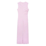 Fongt Women's Clothing 2025 Spring New Sleeveless Folding Decorative Fan Flute Dress Dress Dress