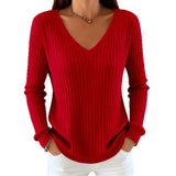 Fongt Sheintemu Autumn And Winter Long Sleeve V. Collar Pit Sweater New Burst