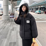 Pink Cotton-Padded Jacket Down Cotton Jacket Female Winter 2024 New Short Student Cotton-Padded Jacket Korean Version Add Thick Bread Coat-Outfit