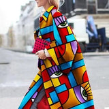 Fongt Spring And Autumn Wishebay Long Horn Sleeve Coat Print Loose Wind Coat