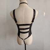 New Mesh Air Permeable Three-Point Strap Sexy Hollow Sex Dress Black Woman
