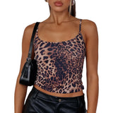 Fongt Women's Summer Hot Style Leopard Print Sexy Small Condole Belt Versatile Small Vest Women's Top-Outfit
