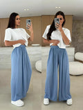Fongt Summer Leisure Wide Legs Burst Loose Casual Fashion Trousers Women