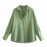 Fongt Women's Clothing In Autumn 2025 20 Color Buff Silk Densate V Collar Long-Sleeved Striped Vertical Shirt